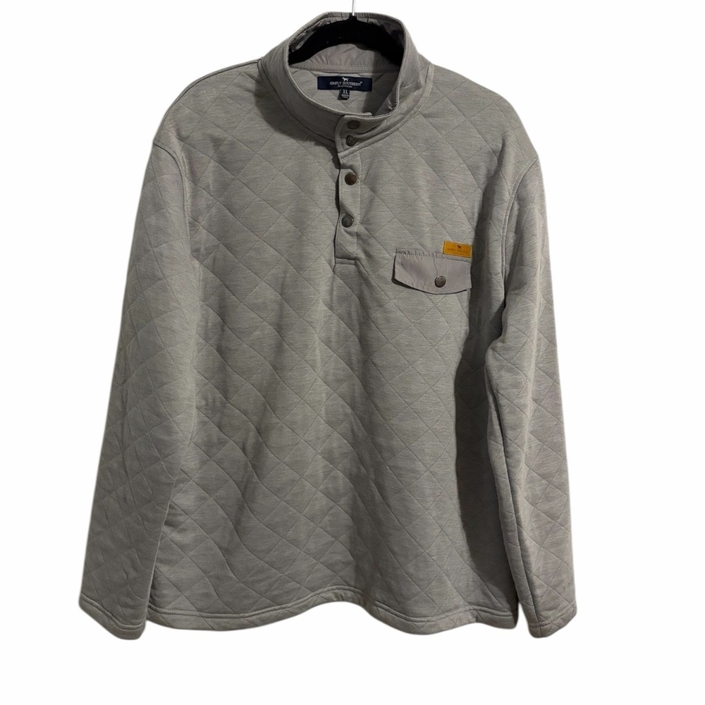 Simply Southern Gray Quilted Men's Pullover 1/4 Snap Closure 
Preppy Casual XL